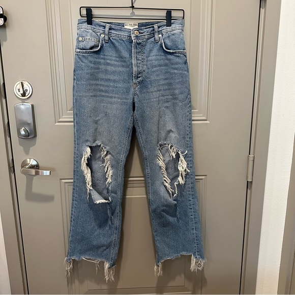 Free People We The Free Maggie Mid Rise Straight Leg Jeans Size 27 Distressed - Picture 1 of 9